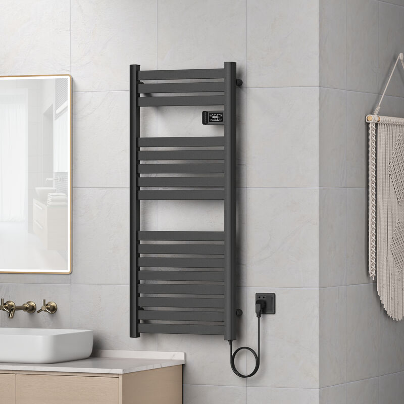 Sèche-serviettes électrique Ringebu avec radiateur 120 x 50 cm 500W noir Pro.tec