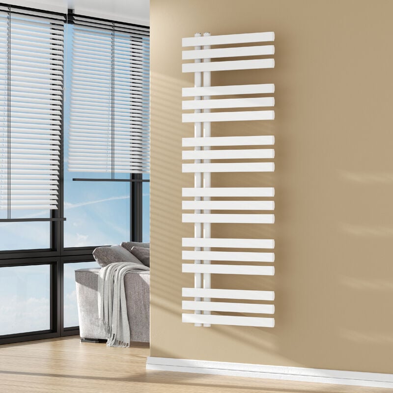 [neu.haus] - Radiateur sèche-serviettes Slidre acier 140 x 50 cm blanc