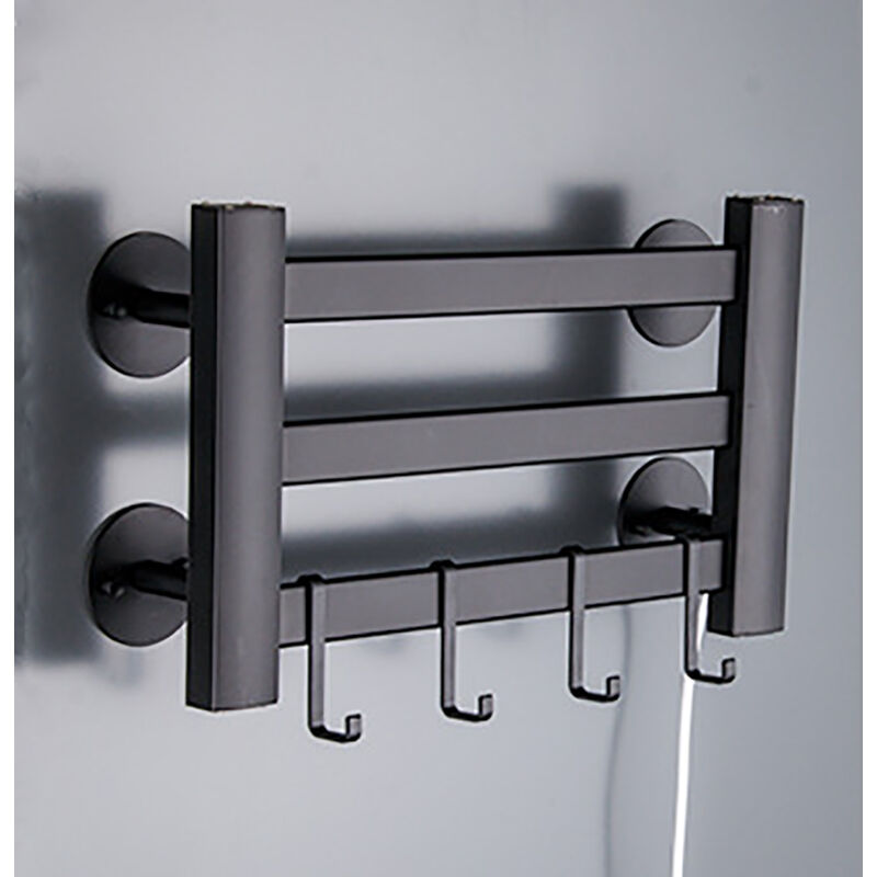 Vivolilv - Sèche-Serviettes Électrique,salle de bain température constante 120W murale sans poinçonnage, 3 couches noir