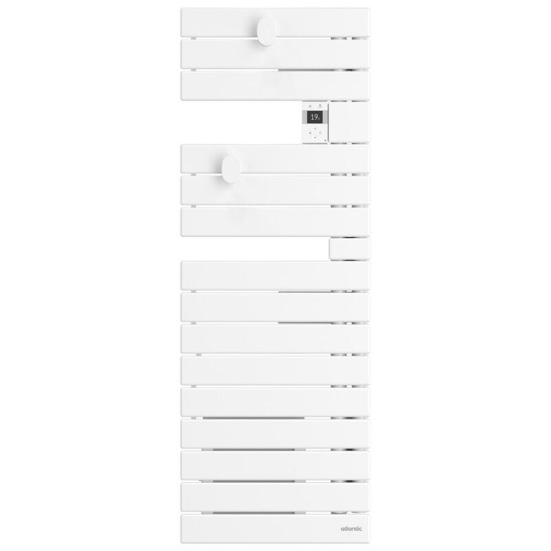 Sèche-serviettes connecté Nefertiti étroit mât droite 500W blanc brillant - 850633 - Atlantic