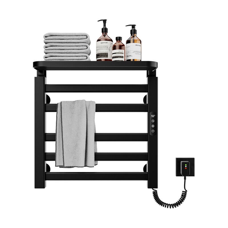 Sèche serviettes, Radiateur serviettes électrique 500x500mm,Porte serviettes thermostatique intelligent,Porte serviettes électrique noir, Avec