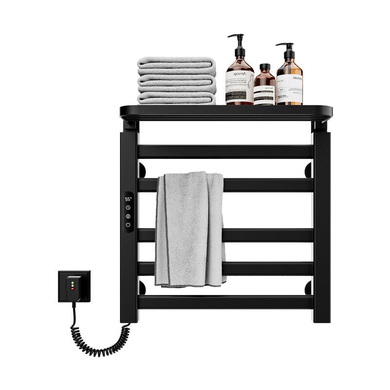 Sèche serviettes,Radiateur serviettes électrique 500x500mm,Porte serviettes thermostatique intelligent,Porte serviettes électrique noir, Avec