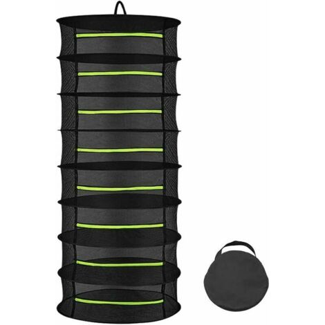 Séchoir à Herbes 8 Couches, Filet de séchage à Suspendre de 60 cm, Filet de séchage Pliable pour Plantes hydroponiques, Poissons, Mauvaises Herbes