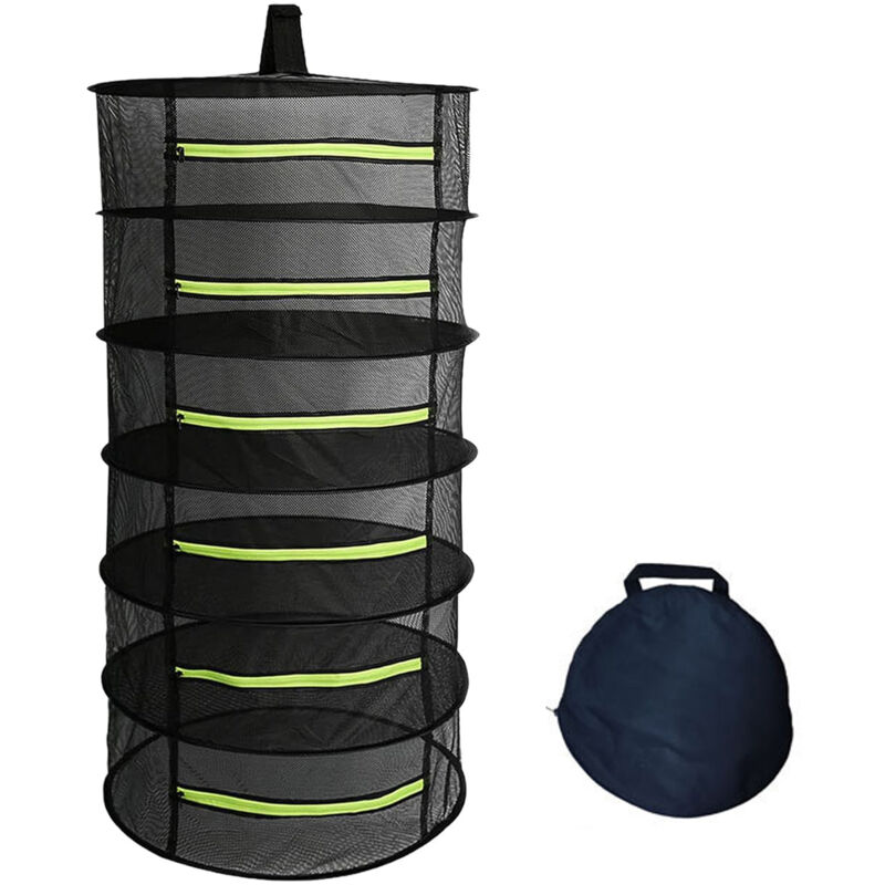 Séchoir à herbes en maille à 6 niveaux suspendu avec ouverture à glissière, maille de séchage aux herbes