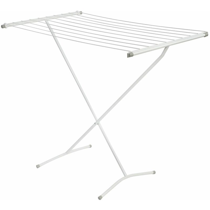 Séchoir à linge sur pied pour baignoire Blanc 93874 Pliable Étroit Métal sans ailes sans roulettes Peu encombrant Pliable - Dandibo