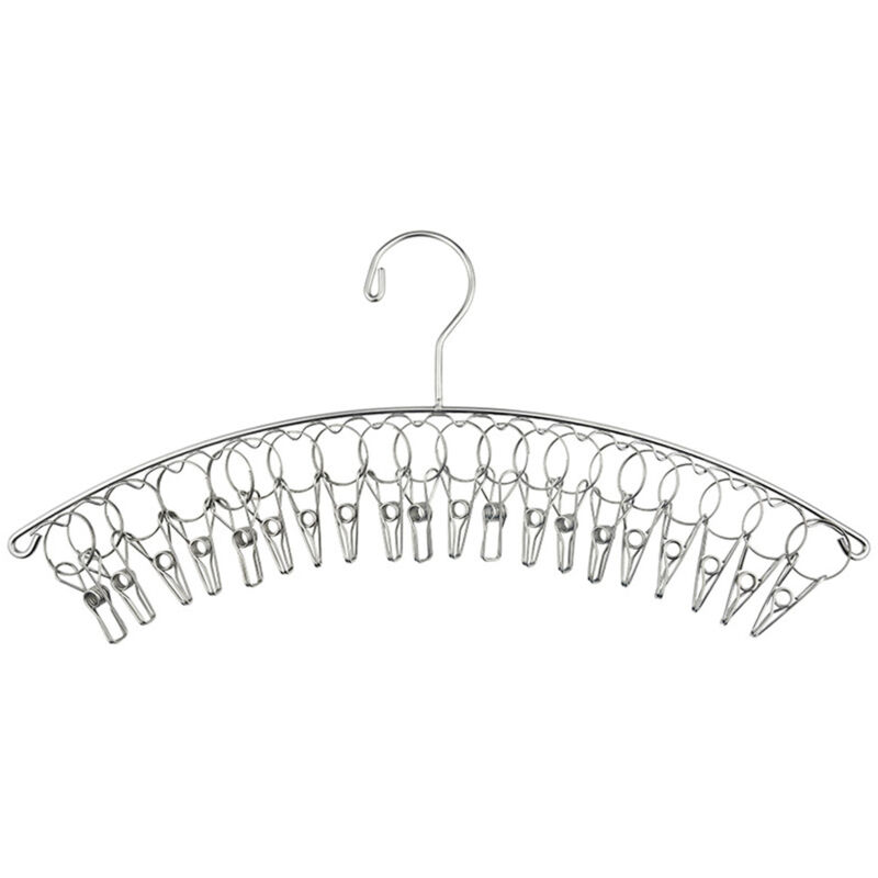 Séchoir à linge en acier inoxydable épais en forme d'arc, résistant au vent, pour chaussettes, serviettes, soutiens-gorge et sous-vêtements, 20 pinces