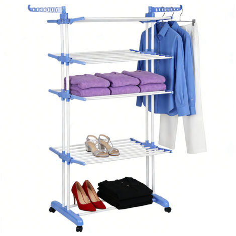 Séchoir à Linge étendoir Pliable Ailes latérales sur 4 Niveaux 175cm