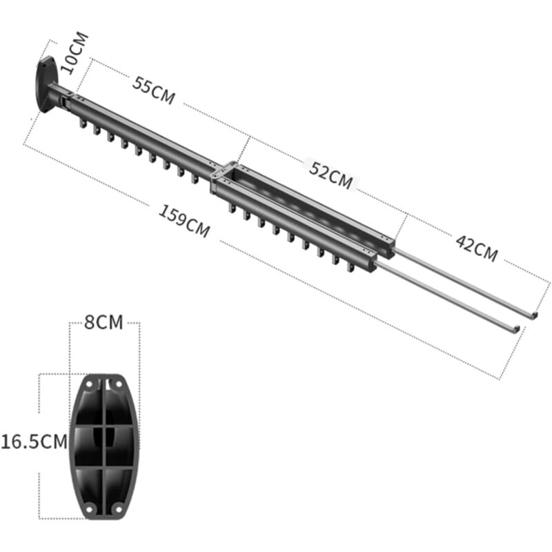 Séchoir à Linge Mural, étendoir à Linge Rotatif à 360 °, sèche Tous Les vêtements ménagers, Convient pour l'intérieur et l'extérieur - Support