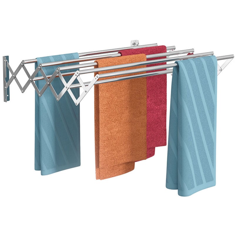 Tendoir à linge Rétractable Séchoir linge mural en aciers inoxydables Sèche linge Pliable Corde à linge Séchoir Extensible