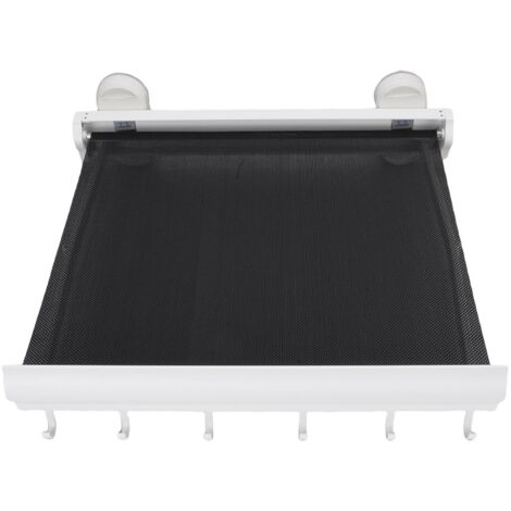 Séchoir à linge mural rétractable de 44 cm avec filet de séchage dissimulé et ventouses pour buanderie, blanc