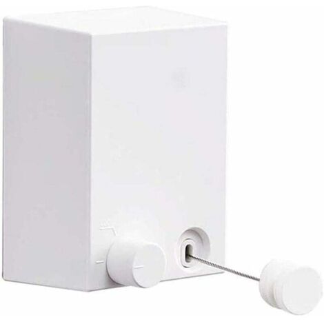 Séchoir à linge mural rétractable d'intérieur avec corde en acier réglable de 4,2 m, mastic et vis gratuits (blanc)
