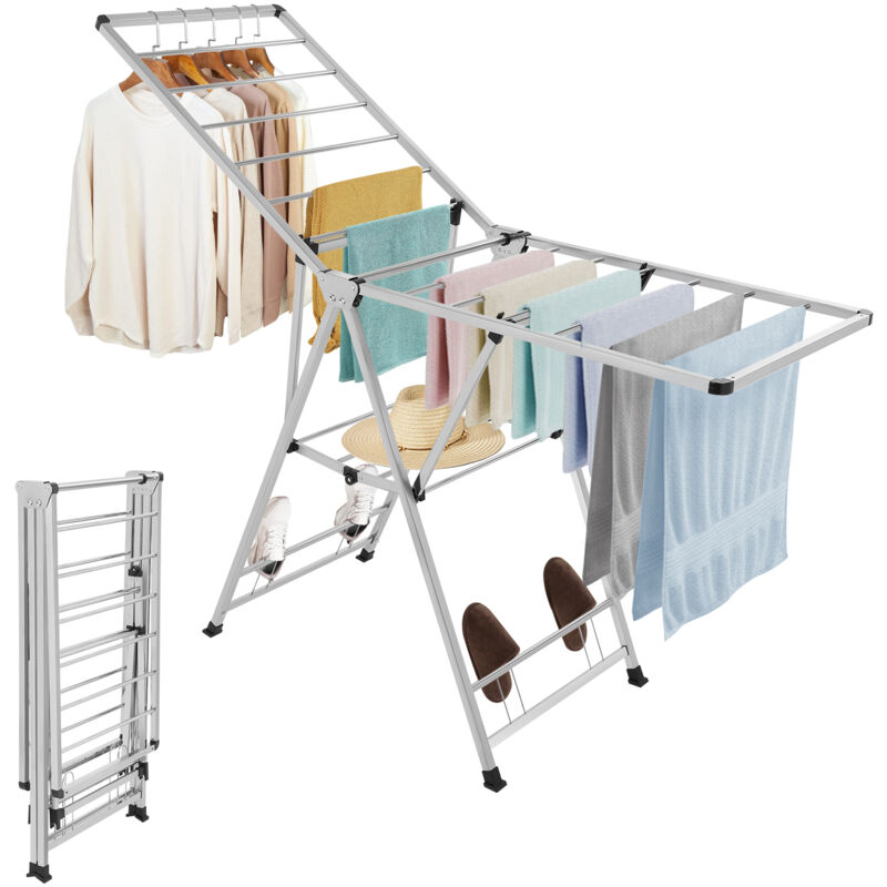Sechoir à Linge Pliable Acier inoxydable, Étendoir Linge Intérieur Extérieur, Maximale 50 kg, 160 x 50 x 91 cm