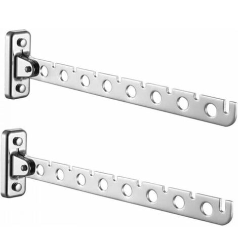 Séchoir à linge pliable en acier inoxydable - Cintre mural pour vêtements et linge - Idéal pour chambre, salon, balcon (argent, 8 trous)