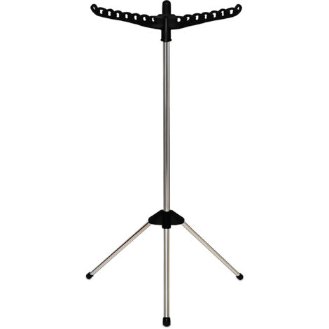 Étendoir à Linge Pliable Relaxdays – 11 Barres, 6 Niveaux – En Acier Et Bambou – Avec 12 Pinces – 10 Kg Max