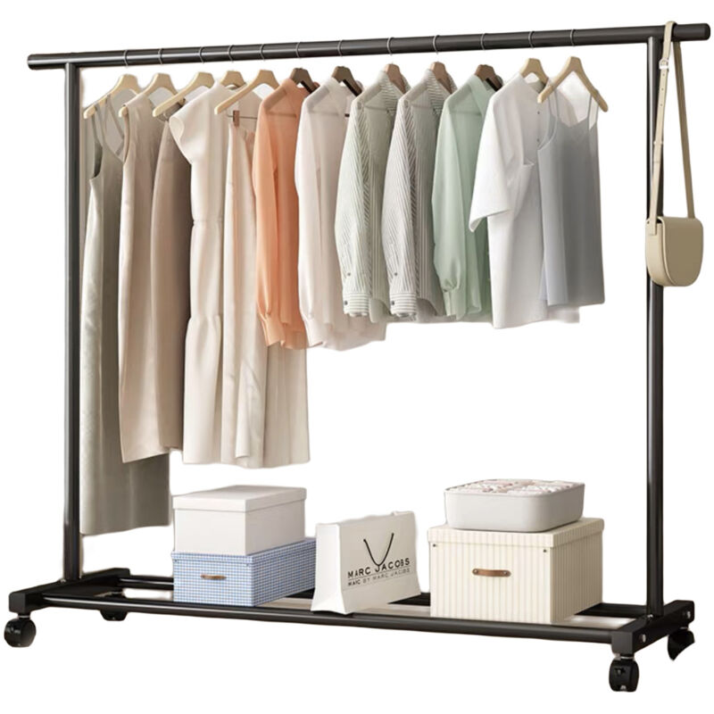 Rapanda - Séchoir à linge sur pied, pliable, à usage unique, adapté à la chambre, au dortoir, mobile, tube de 19 mm d'épaisseur, 60 cm, noir