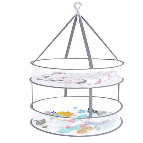 Séchoir à linge suspendu en filet à 2 niveaux, pliable, pour pulls et autres vêtements (45 cm / 17,7 po)