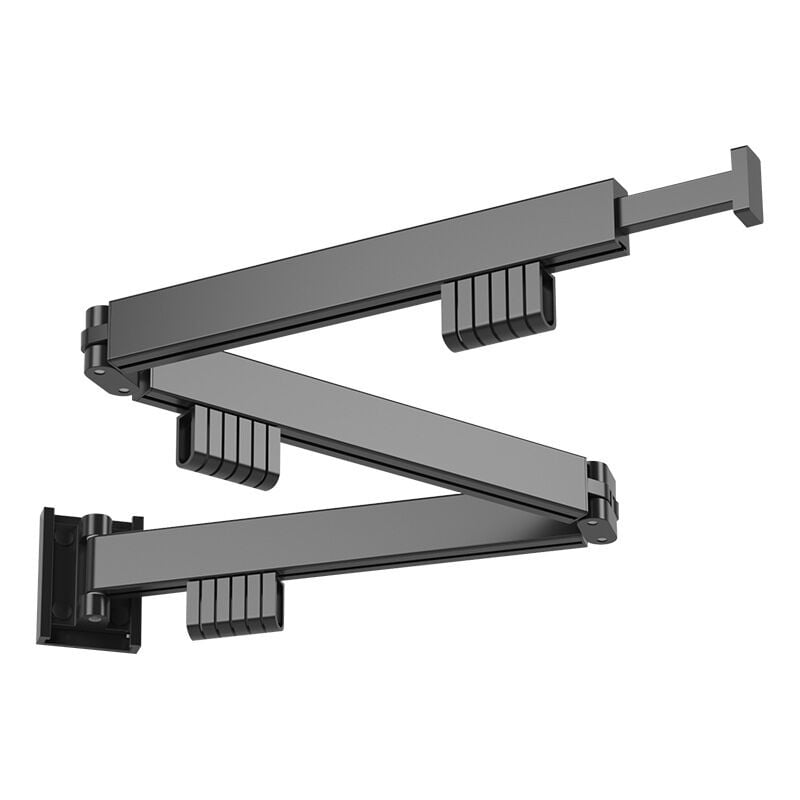 Séchoir à linge télescopique, étendoir à linge mural, étendoir à linge pliable (trois fois), gris