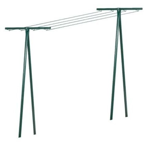 Séchoir à linge tube acier peinture verte pour corde à linge