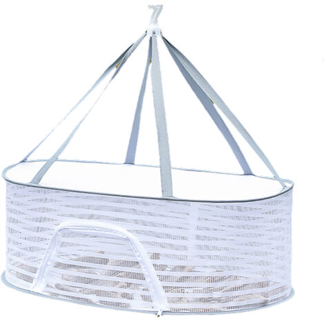 Séchoir à mailles suspendu collapsible, modèle U, couleur blanc, polyester, dimensions 60x40x22 cm, 210g - Support de séchage ventilé pour plantes, fruits, légumes et vêtements