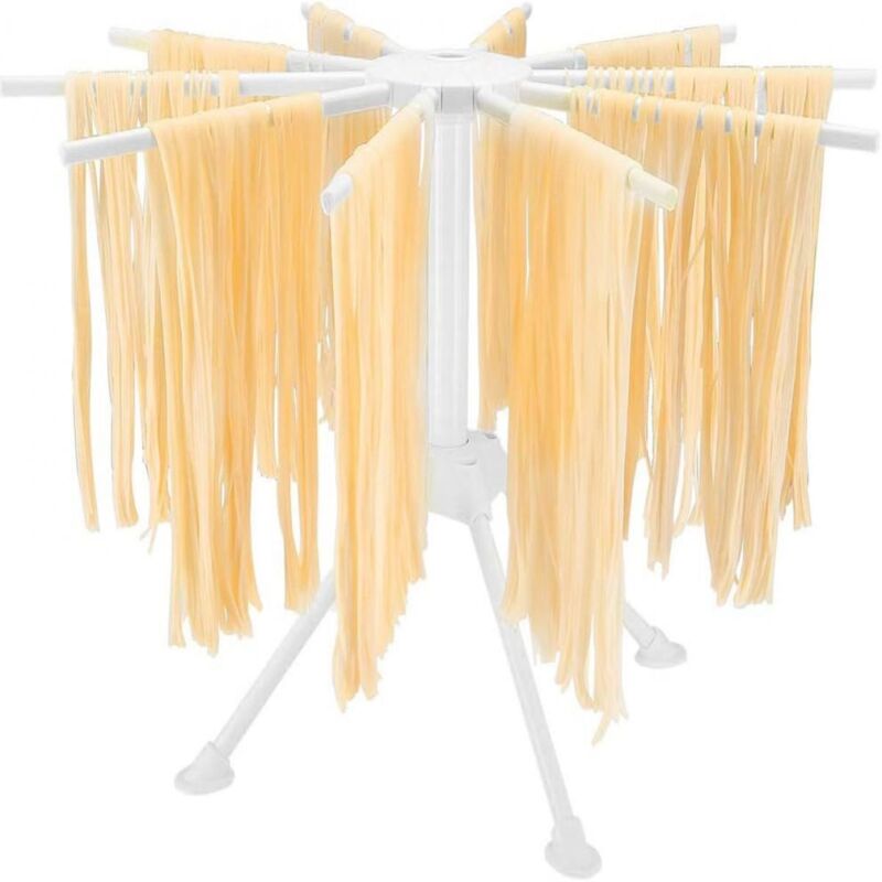 Séchoir à pâtes pliable - Séchoir à pâtes avec séchoir à 10 barres - Compact, facile à ranger, Installation rapide (Jaune)