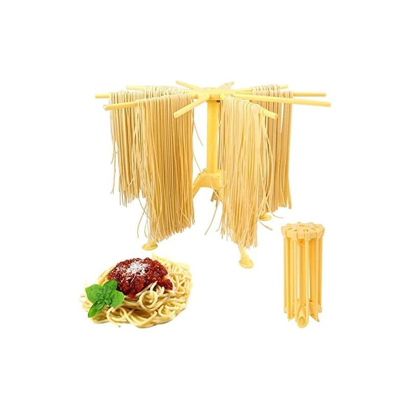 Fei Yu - Séchoir à pâtes support à pâtes, séchoir à spaghetti pliable, séchoir à pâtes avec 10 échelons extensibles 28 x 16,8 cm (jaune)