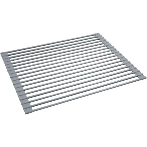 Séchoir à Vaisselle Enroulable, Égouttoir à Vaisselle Enroulable Égouttoir Grille Séchage, Séchoir à Vaisselle Roll-Up en Acier Inoxydable Pliable Évier Égouttoirs de Cuisine, 5232cm,