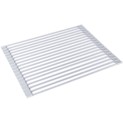 Séchoir à Vaisselle Rétractable en Acier Inoxydable, Rack de Drainage Pliable pour Évier de Cuisine