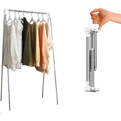 Séchoir à vêtements rétractable et portable pour voyage, camping-car, blanc, hauteur 35-133 cm