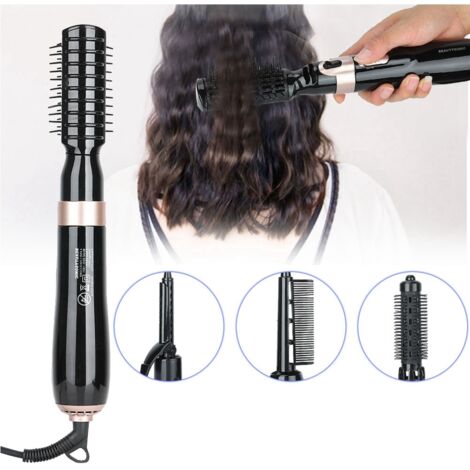 Séchoir Brosse Chauffante Professionnel 4 en 1 : Lisseur, Boucleur et Accessoires Coiffure Multifonction