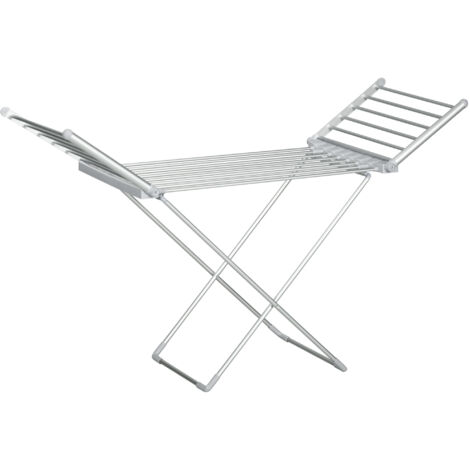 Séchoir linge étendoir électrique 2 ailes latérales extensibles cadre alliage aluminium 144x53x91 cm