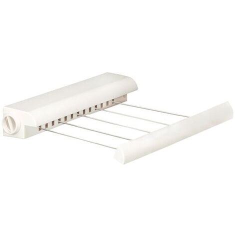 Séchoir mural à linge 5 fils – Plastique ABS – Enroulage automatique – Capacité 21 m – Largeur 39 cm – Fixation murale incluse – Metaltex - 5fils