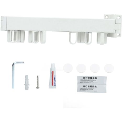 Séchoir mural escamotable rotatif blanc - Gain de place pour balcon ou buanderie, pliable en trois parties.