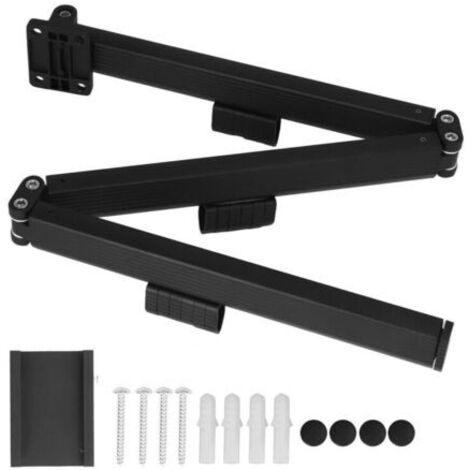 Séchoir mural extensible 3 bras pliable pour vêtements, noir - Idéal salle de bain, buanderie ou entrée