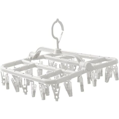 Séchoir mural pliable avec 40 pinces – Idéal pour langes et serviettes, acier galvanisé, facile à ranger