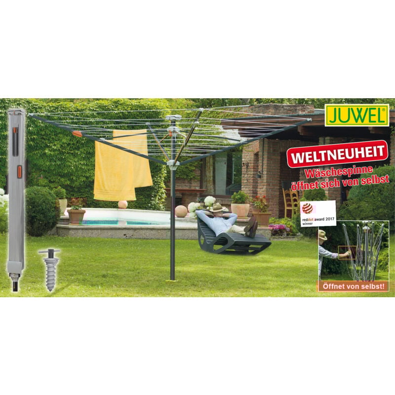 Séchoir parapluie Futura Elegant xxl lift, réglage en hauteur, 5-6 remplissages de machine à laver - Juwel