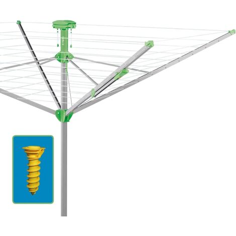 Séchoir parapluie Novaplus 500 Easy – Ø 2,95 m – Tendeur automatique à une main – Mât en aluminium anodisé – 42,5 m de corde à linge – Juwel