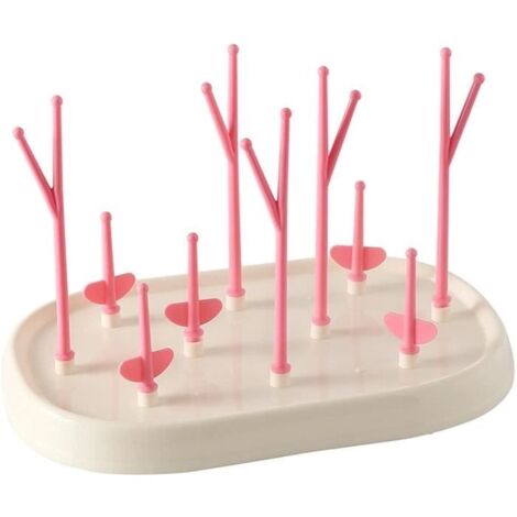 Séchoir Pour Bouteilles, Egoutte Biberon Arbre, Supports De Séchage De Bouteilles Sans BPA, Mignon Support De Séchage Biberon(Rose)