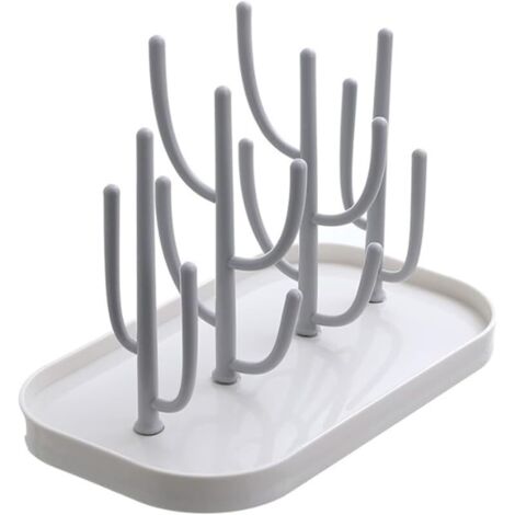 Séchoir pour Bouteilles,Egoutte-biberons Arbre Porte Biberon Egouttoir Biberon Amovible bac égouttoir Supports de Séchage de Bouteilles pour Biberon,Couverts,Tétines Gobelets (Beige)