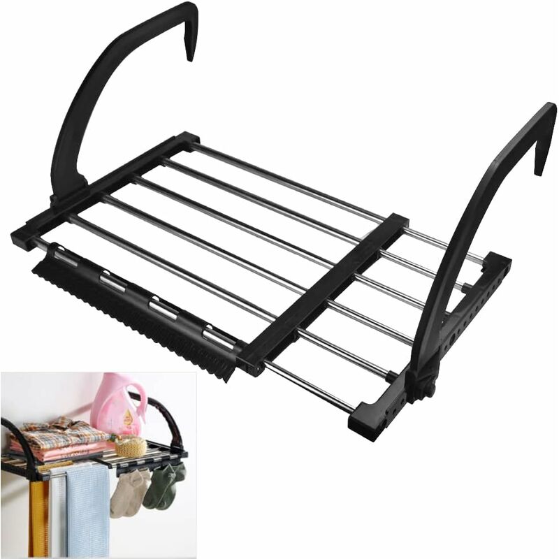 Séchoir rapide rétractable Séchoir suspendu en acier inoxydable Métal 42-73cm Séchoir Radiateur Séchoir pliable Balcon Support de séchage pour