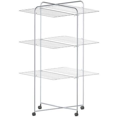 Séchoir Tour FLP 160 3 S – Structure en Acier Plastifié Blanc – 30 m d'Étendage – Pliable pour Espaces Réduits