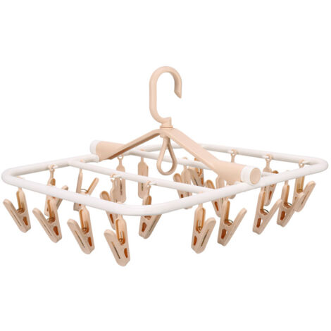 Séchoir Tourniquet, Etendoir Chaussette,Tourniquet à Chaussettes 20 Clips pour sous-Vêtements, Chaussettes, Lingeries, Pieuvre Pince à Linge Pliant pour Cravate, Chapeaux, Echarpe Couleur rose