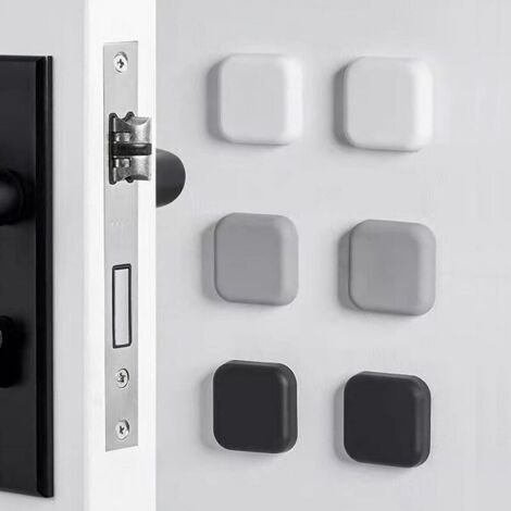 Sechs 5 cm Türstopper, quadratische Silikon-Schutzkappen für Türgriffe - selbstklebende Stoßdämpfer (weiß, grau, schwarz)