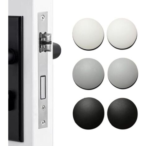 Sechs 5 cm Türstopper, runde Silikon-Türgriffschützer - selbstklebende Türgriffdämpfer (weiß, grau, schwarz)