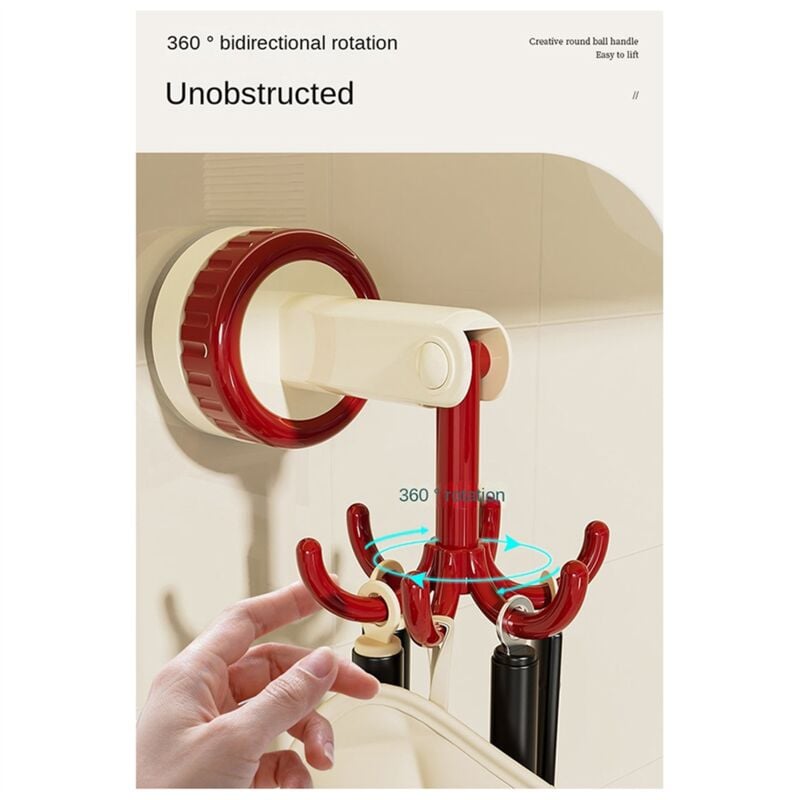 Image of Sechs-Krallen-Haken Küchengeschirr Lagerregal Wandbehang Rot