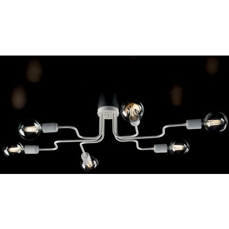 Sechs Lichter Silber Weiß Eisen Deckenlampe Durchmesser 83x H17 cm
