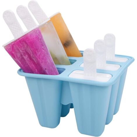 Sechs Silikon-Eisformen für Eiscreme und Eiswürfel, Küchenaccessoire zur Zubereitung von hausgemachten gefrorenen Desserts