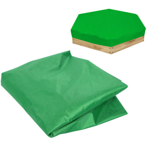 Sechseckige Spielmatte/Sandkastenabdeckung 140 x 120 cm, wasserdichter Schutz mit Kordelzug, Polyester-PVC, vielseitige Abdeckung für Garten und Reisen