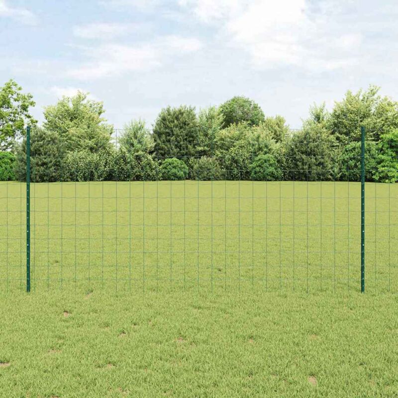 Zaun Mit Pfosten Grün 1.2 X 10 M Stahl Vidaxl