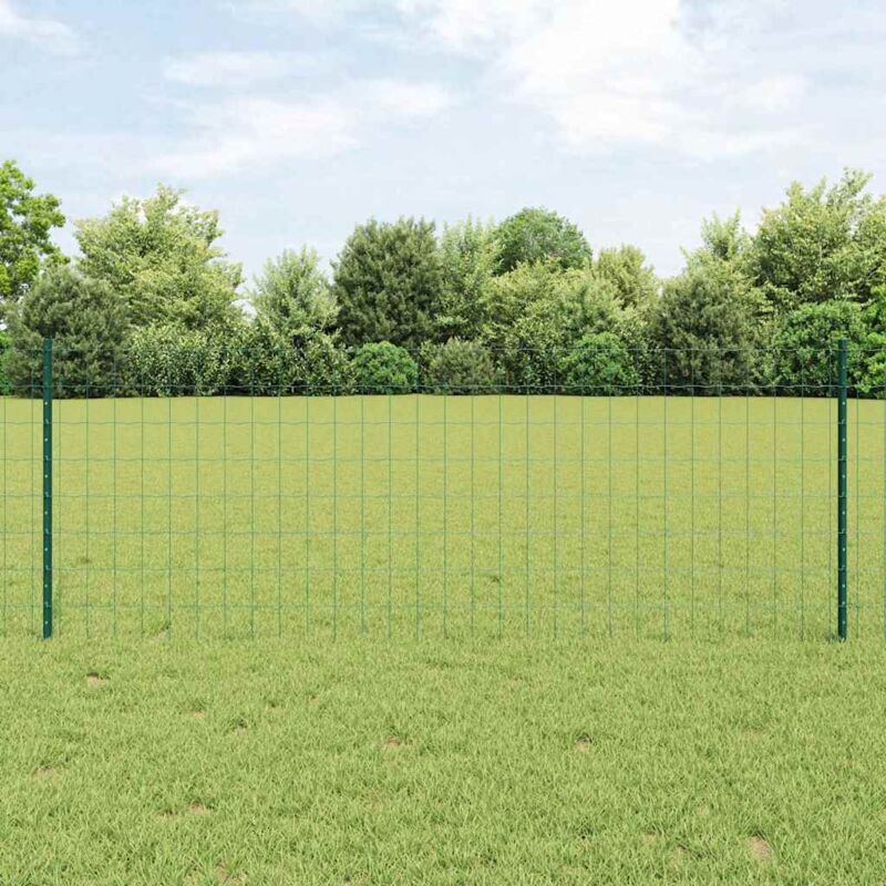 Euro Zaun Mit 5 U-pfosten, Grün, 0, 8x10 M Stahl Vidaxl746571