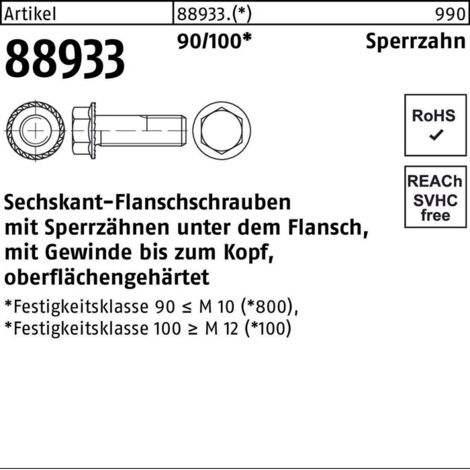Sechskant-Flanschschraube VG M16x40 Stahl blank m. Sperrverzahnung 50 Stk